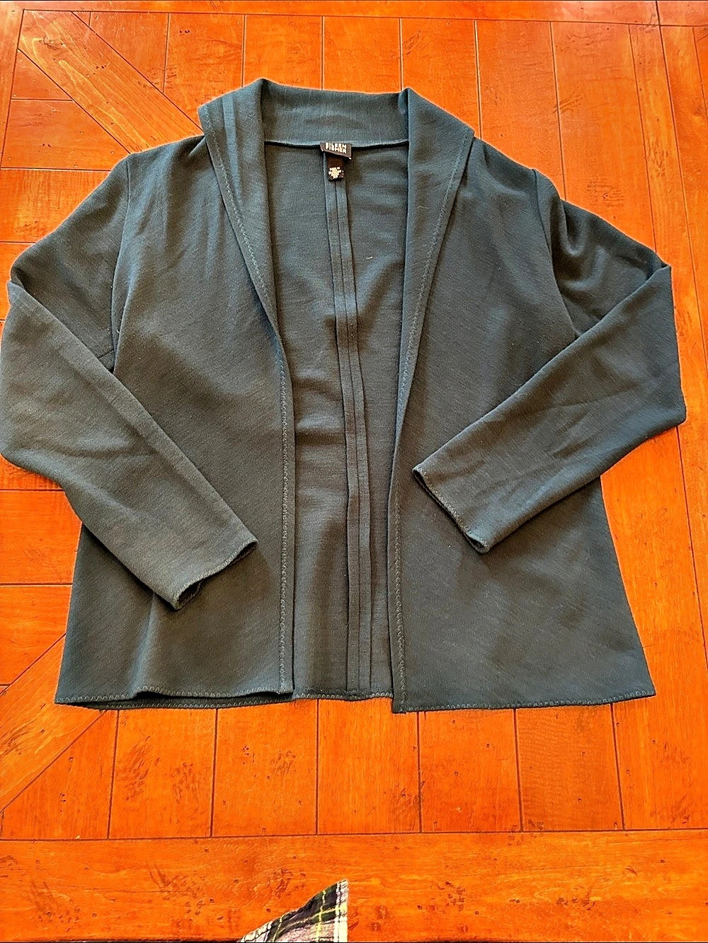 Eileen Fisher Open Front Wool Blend Cardigan Gray XS